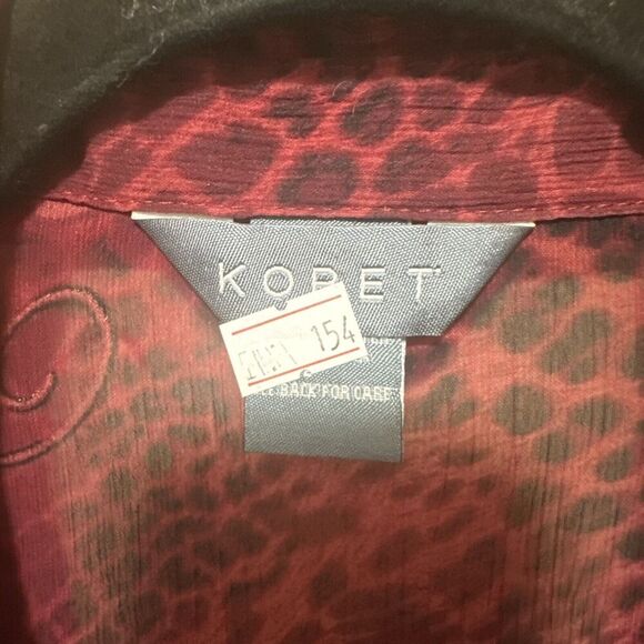 Koret Burgundy Floral Animal Print Ruffle‎ Sheer Blouse Top Size 12 - Picture 7 of 7